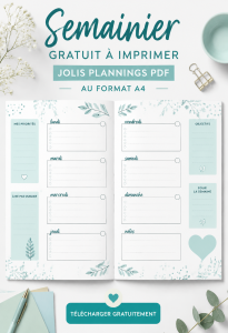 Un semainier imprimable au format PDF, idéal pour s'organiser.