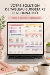 Femme utilisant une feuille de budget sur son ordinateur pour organiser ses finances
