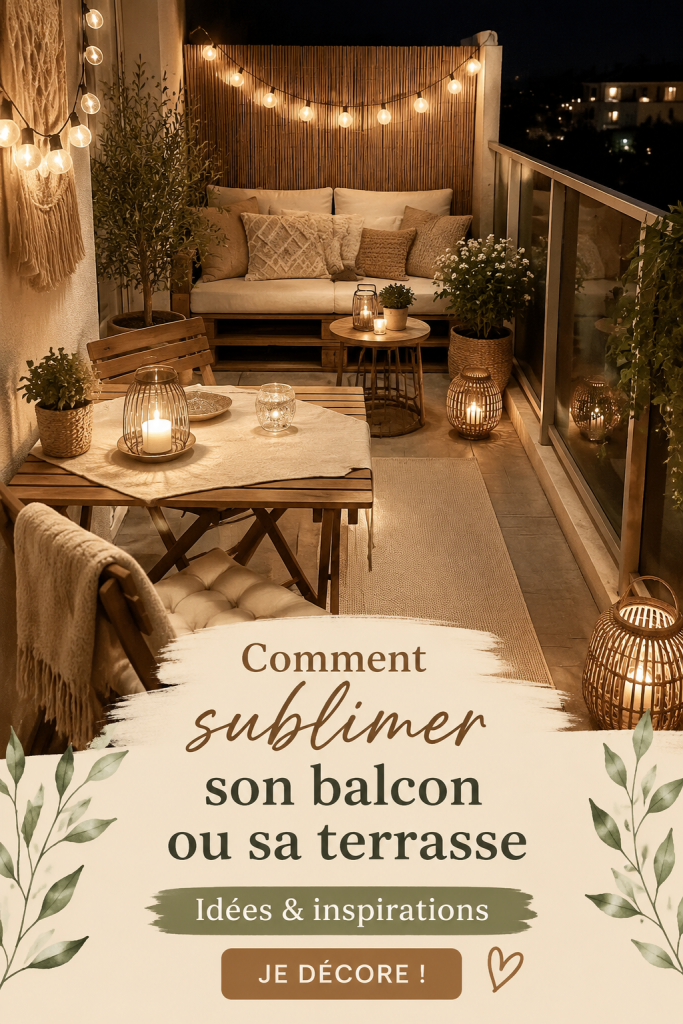 Balcon aménagé avec des plantes, mobilier et décorations inspirantes