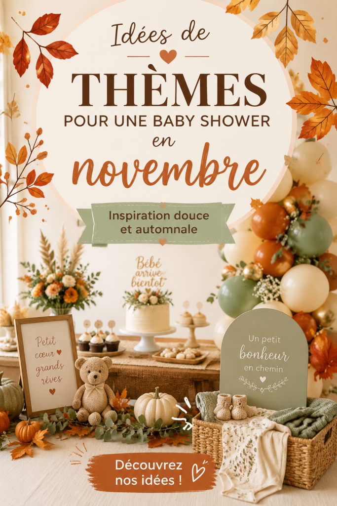 Thème de baby shower automnal avec décorations en novembre