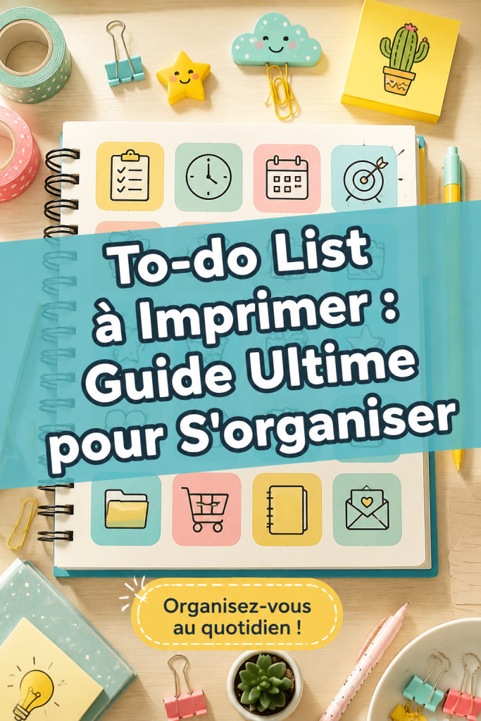 Illustration d'une to-do list à imprimer sur un bureau organisé