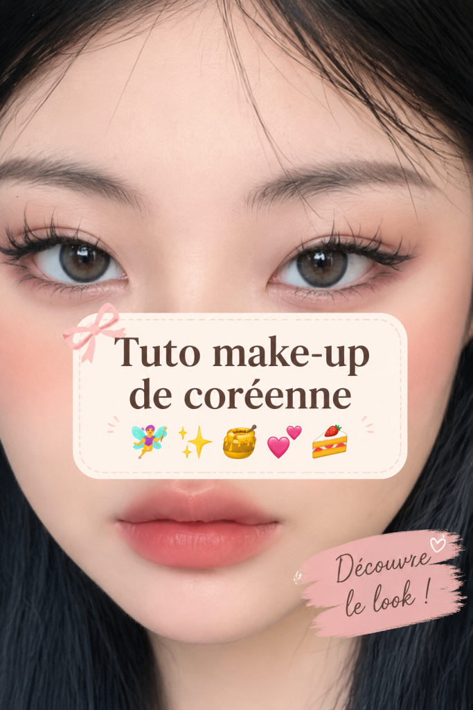 Maquillage coréen frais et lumineux sur modèle, mettant en valeur un teint naturel.