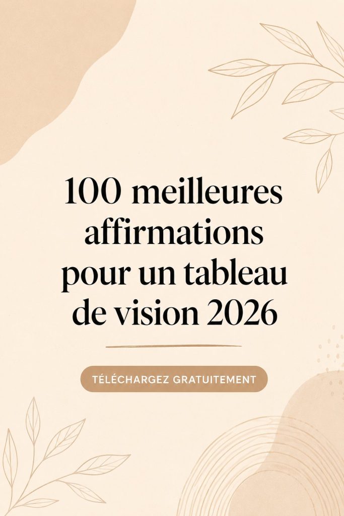 Un vision board coloré avec des affirmations inspirantes et des images motivantes.