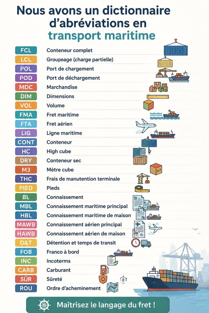 Infographie sur les abréviations dans le transport maritime