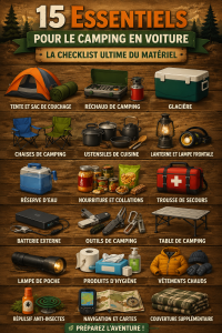 Accessoires indispensables pour le camping en voiture, prêt pour l'aventure
