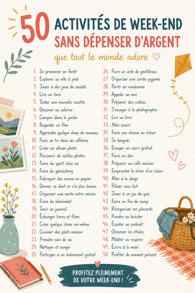 Activités gratuites pour un week-end ludique en famille.