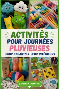 Des enfants jouant ensemble à l'intérieur lors d'une journée pluvieuse, engagés dans des activités créatives.