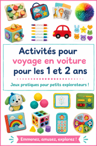 Une mère joue avec son enfant dans une voiture pendant un voyage familial. Activités ludiques pour jeunes enfants.