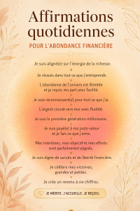 Femme récitant des affirmations pour attirer l'abondance financière