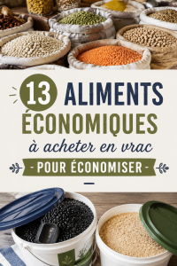 Un étalage de produits alimentaires en gros, illustrant des choix pratiques pour économiser