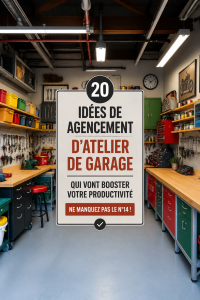 Un garage bien aménagé avec des outils organisés sur des étagères