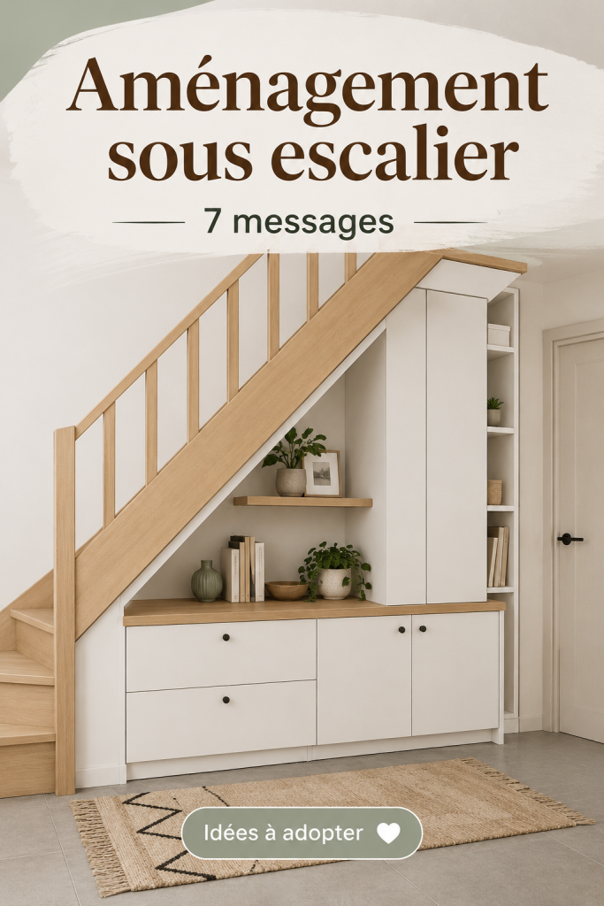 Inspiration d'aménagement astucieux sous un escalier avec des étagères intégrées