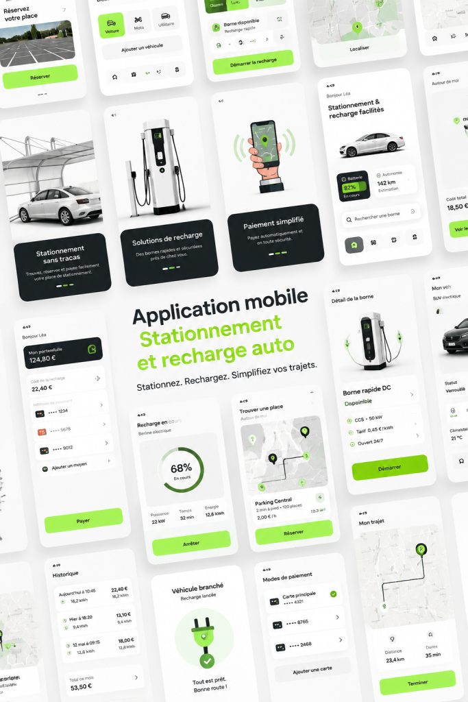 Application mobile de parking sur un smartphone avec une interface utilisateur simple et intuitive