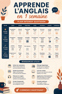 Femme à son bureau, entourée de livres sur l'apprentissage de l'anglais.