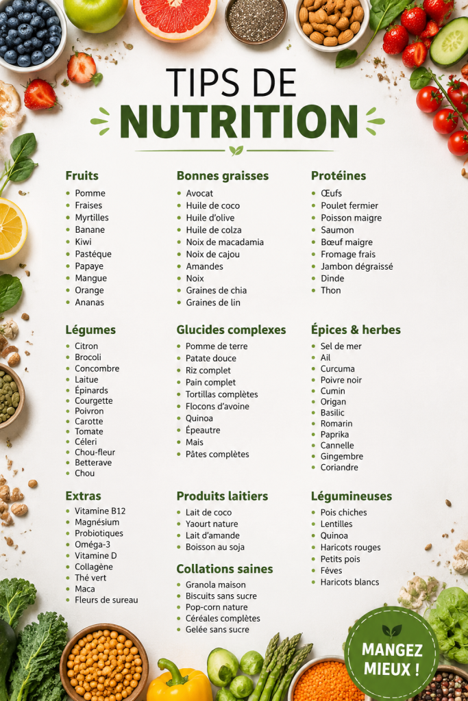 Une assiette colorée avec des légumes frais et des accompagnements sains, représentant une alimentation équilibrée.