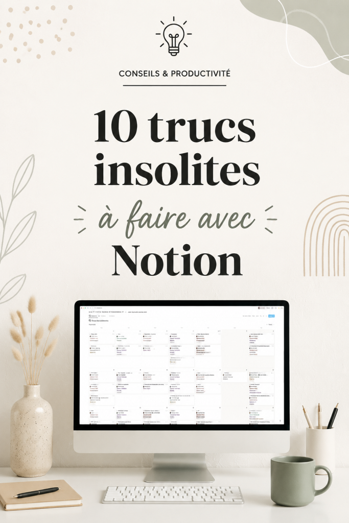 Un ordinateur affichant l'interface de Notion avec des notes et des tableaux de gestion