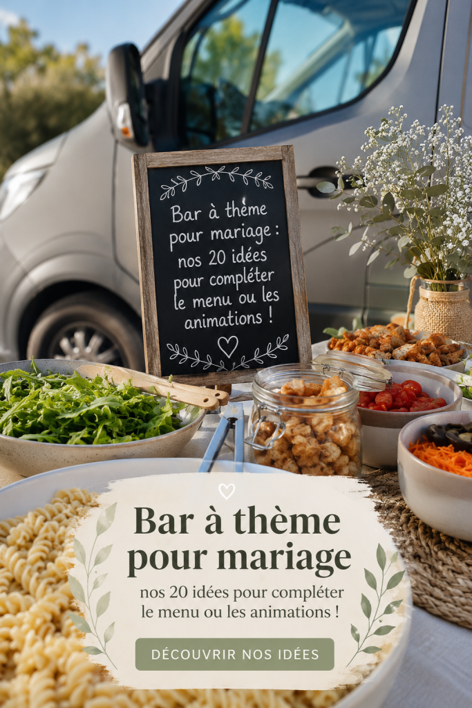 Un bar à thème décoré pour un mariage, proposant des cocktails colorés et une ambiance festive.