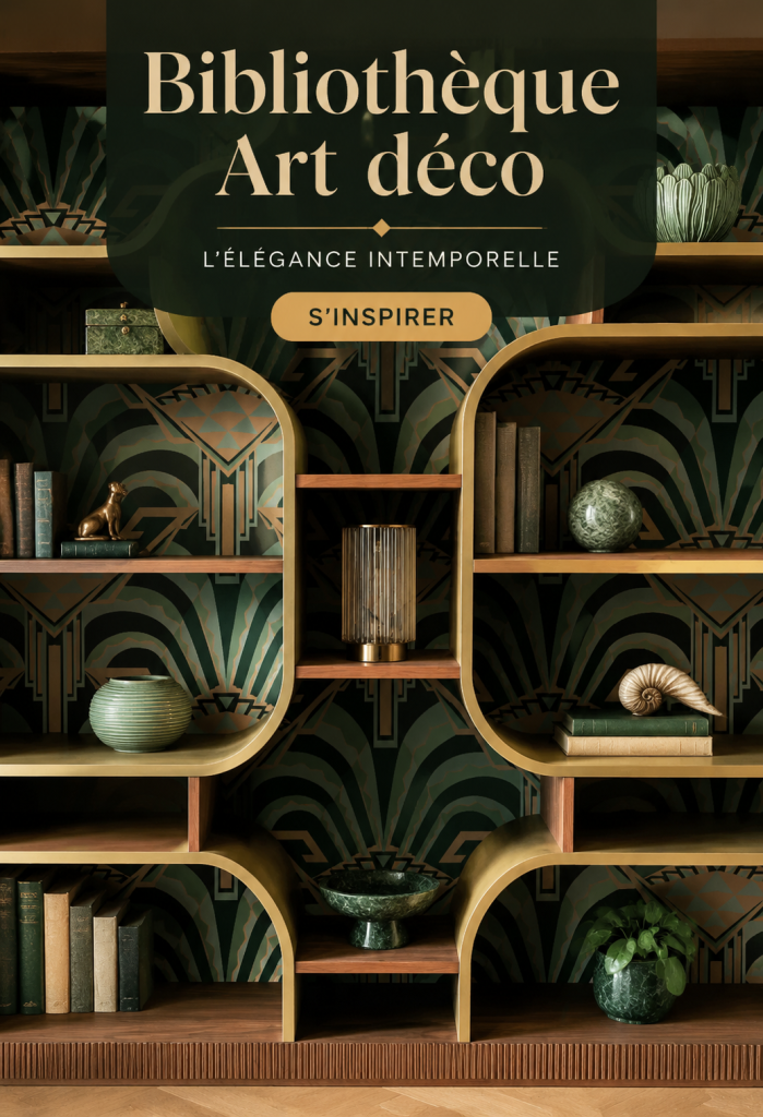 Bibliothèque Art Déco en bois élégante dans un intérieur moderne