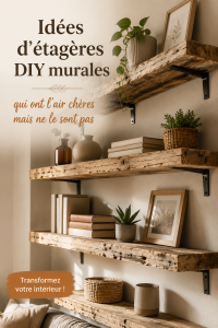 Une belle bibliothèque en bois DIY avec des livres et des décorations.