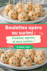 Assiette de boulettes apéro au surimi, fraîches et colorées.
