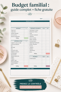 Femme examinant son budget familial avec un ordinateur et des documents.