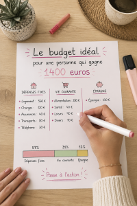 Femme examinant son budget avec un ordinateur et des calculatrices.