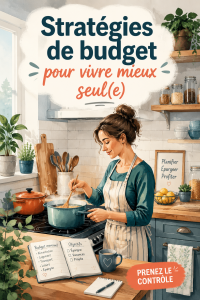 Femme souriante avec un carnet et une calculatrice, illustrant la gestion de budget pour un foyer à revenu unique.