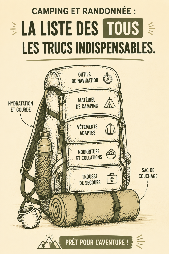 Famille profitant d'un camping en pleine nature, avec tentes et équipements de randonnée.