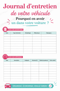 Carnet de suivi d'entretien automobile sur une table avec un crayon