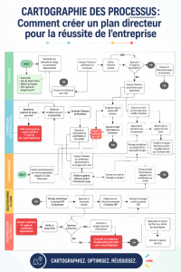 Carte des processus d'entreprise illustrée pour montrer un schéma structuré.