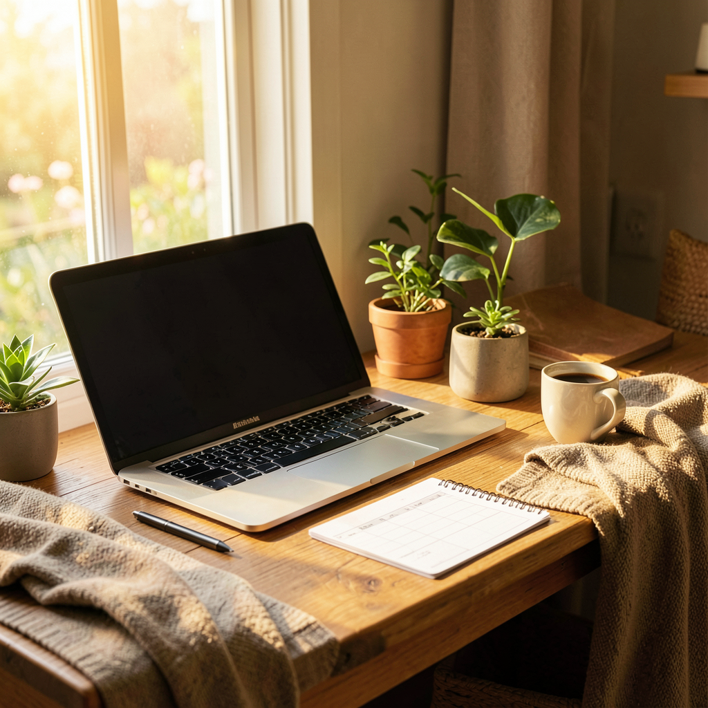 Femme consultant son budget mensuel avec des courses posées sur la table, illustrant les astuces pour faire des économies