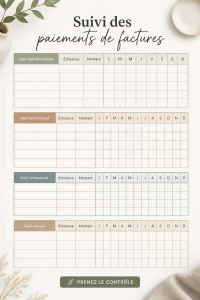 Une check-list de factures illustrant l'organisation budgétaire quotidienne.