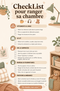 Checkliste de rangement pour une chambre organisée