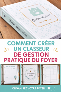 Classeur de gestion domestique bien organisé avec des sections distinctes pour chaque domaine.