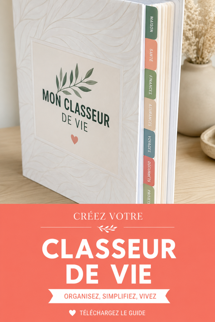 Classeur DIY organisé avec des sections colorées et des étiquettes claires, idéal pour une vie plus simplifiée