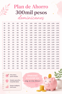 Femme souriante calculant ses économies pour atteindre 300 000 pesos dominicains.