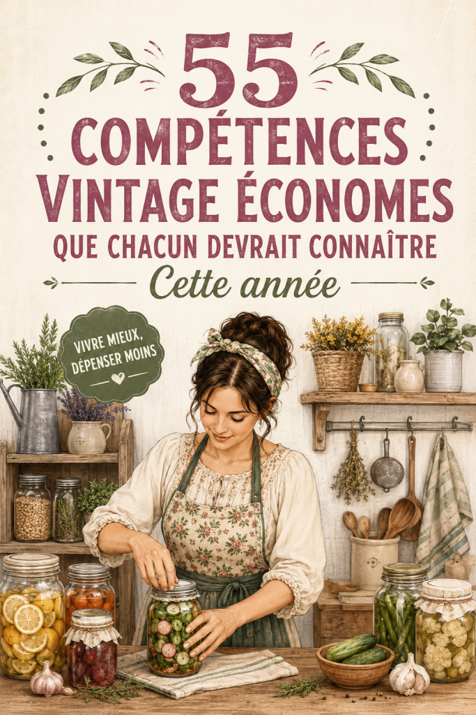 Une femme apprenant à coudre avec un ancien matériel de couture, représentant les compétences vintage.