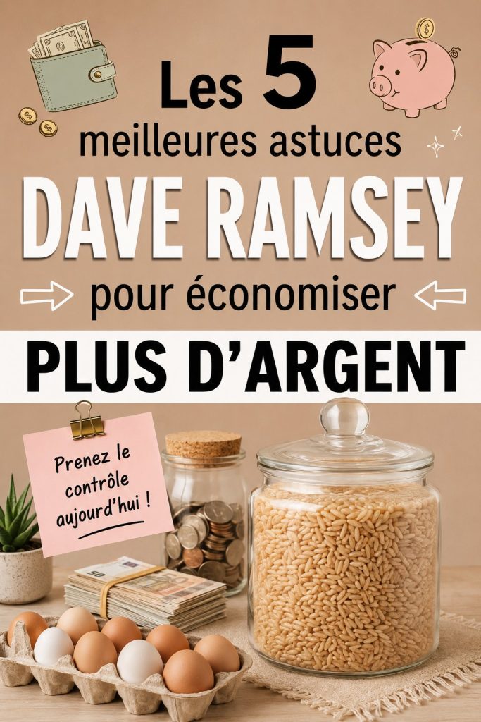 Des notes sur les conseils d'économie de Dave Ramsey sur une table en bois.
