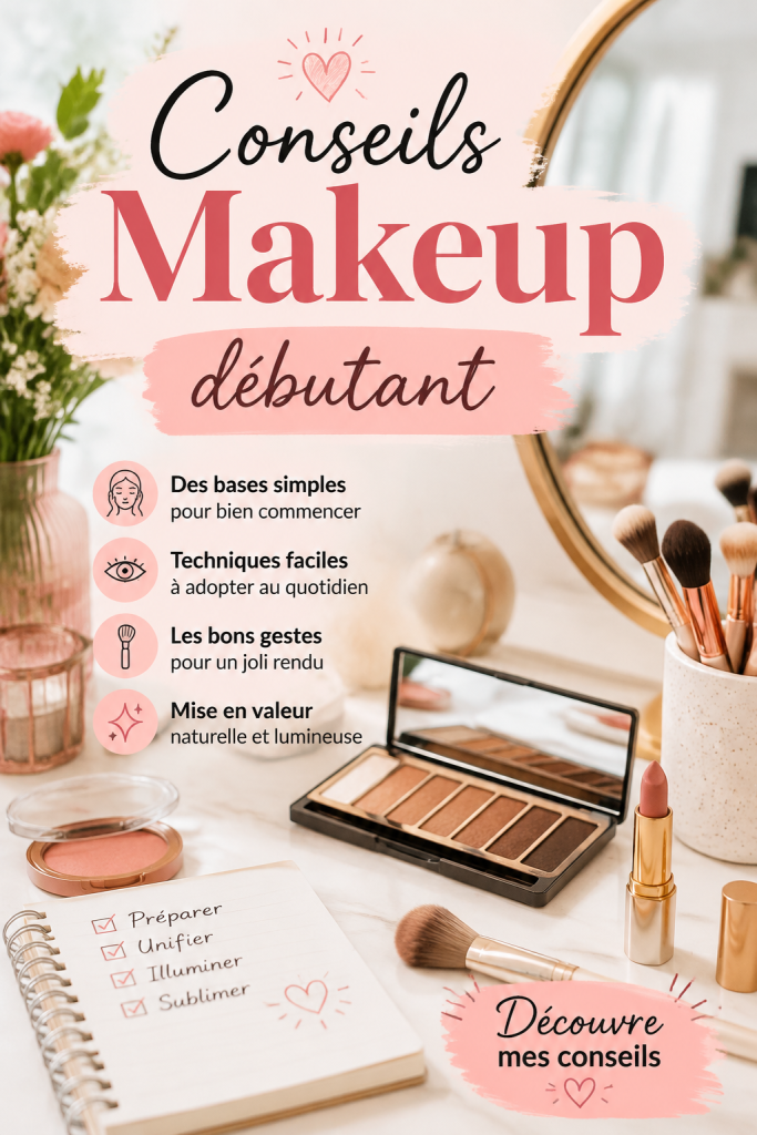 Portrait d'une femme débutante en maquillage avec des produits coréens.