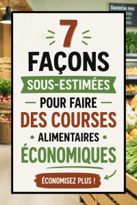 Femme souriante faisant ses courses avec un caddie plein de produits frais.