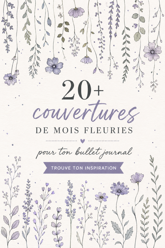 Couverture florale stylisée d'un bullet journal avec des motifs colorés et des fleurs diverses