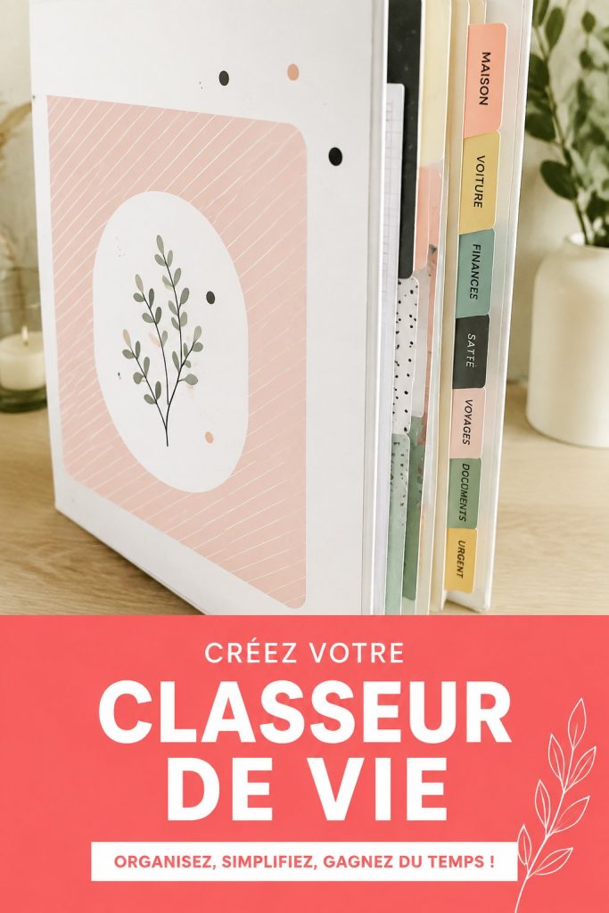 Classeur de vie DIY coloré sur un bureau avec des fournitures de bureau.