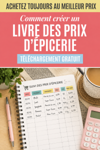Un carnet ouvert avec une liste de prix de courses, représentant une gestion budgétaire efficace.