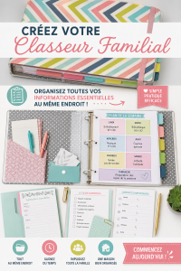 Un classeur familial bien organisé avec des sections colorées et étiquetées