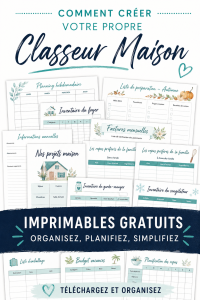 Un classeur de maison bien organisé sur une table, avec divers documents et dossiers décoratifs