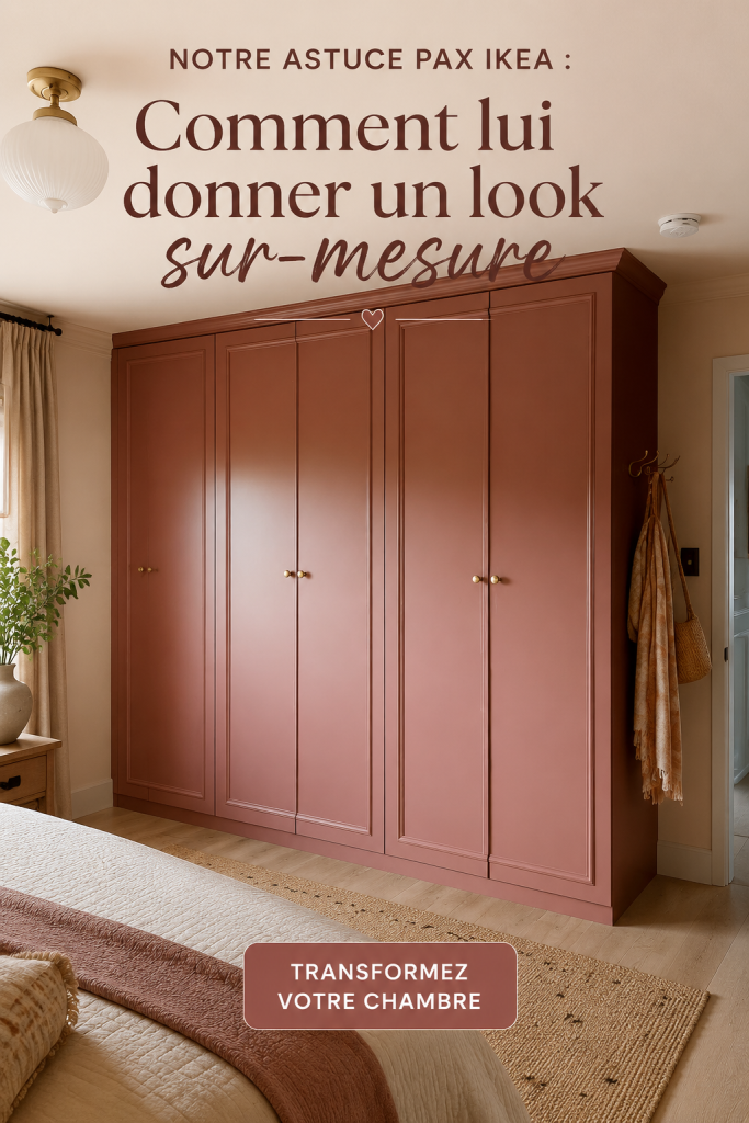 Closet IKEA PAX personnalisé avec des éléments décoratifs et colorés.