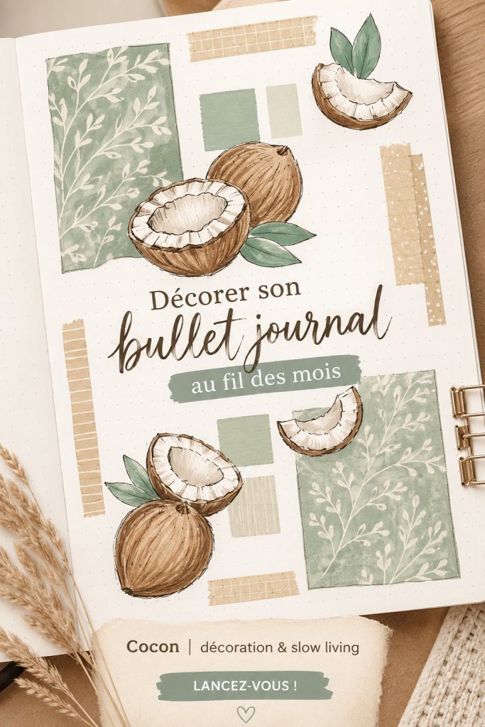 Bullet journal décoré avec des motifs floraux et des couleurs vives