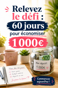 Femme souriante mettant en place un défi d'économie de 1 000 € en 60 jours