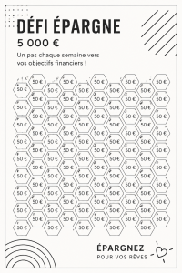 Illustration d'un défi d'économies minimalistes avec des graphiques financiers et des stratégies de gestion.