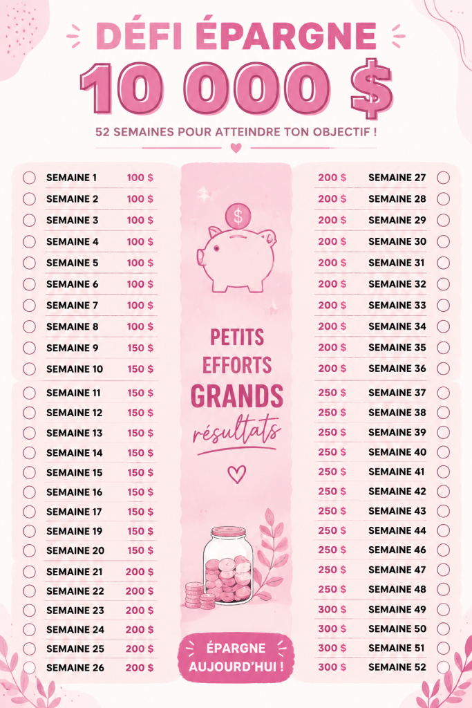 Femme souriante avec des économies représentant son défi d'épargne de 10 000 €